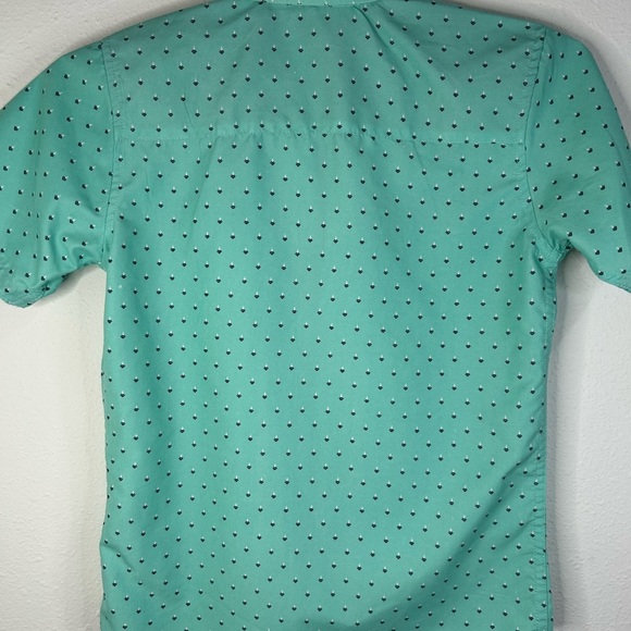 Craft + Flow Boys Size Small 8 Mint Green Short Sleeve Button Down Shirt Print - Picture 6 of 6